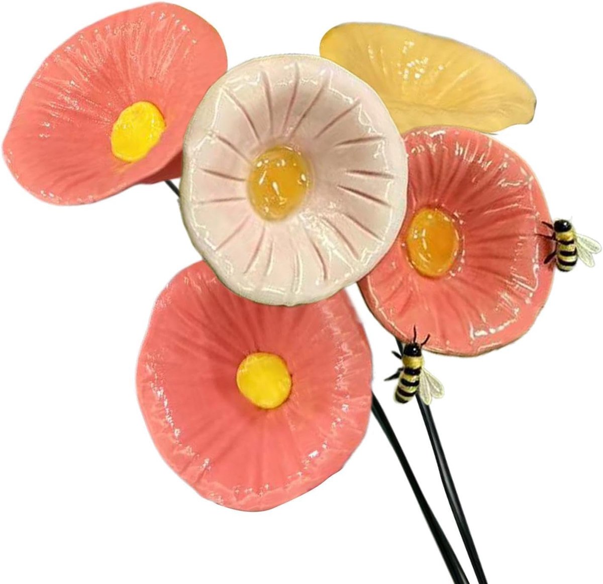 Drinkbakjes Voor Tuin Keramische Bloemvorm, Weerbestendig, 5 Stuks