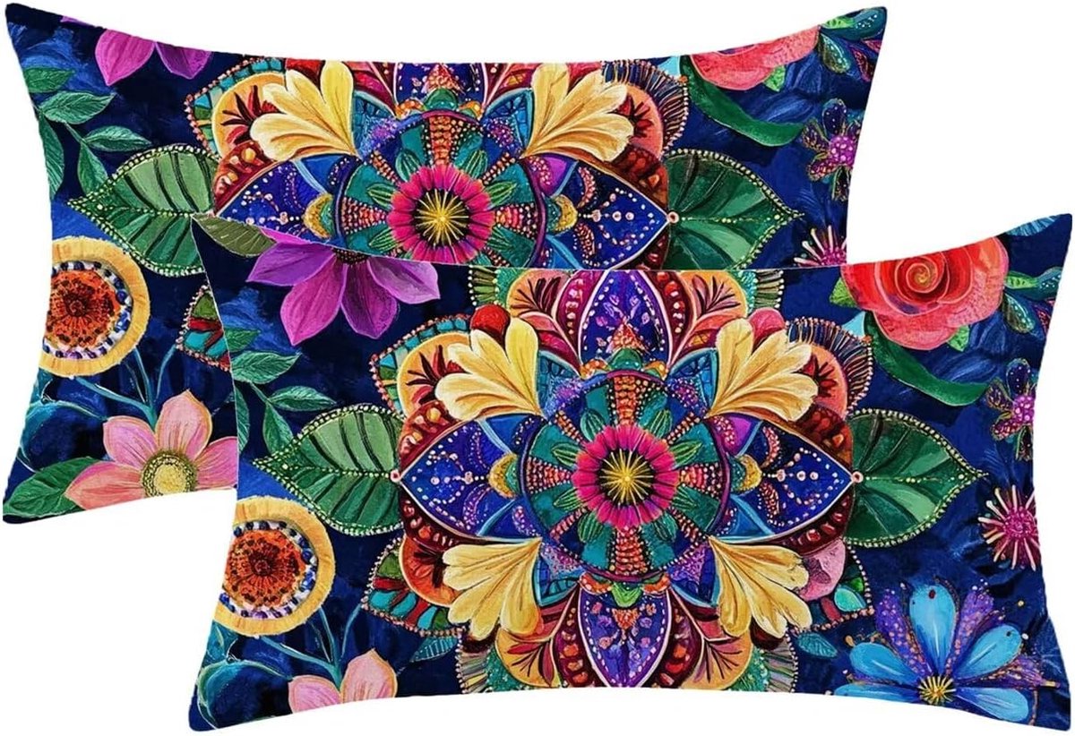60 x 90 cm, 2 stuks, paars, mandala-motief, fluwelen kussensloop met onzichtbare ritssluiting, kussensloop voor huisdecoratie, woonkamer, cadeau, dames, model912