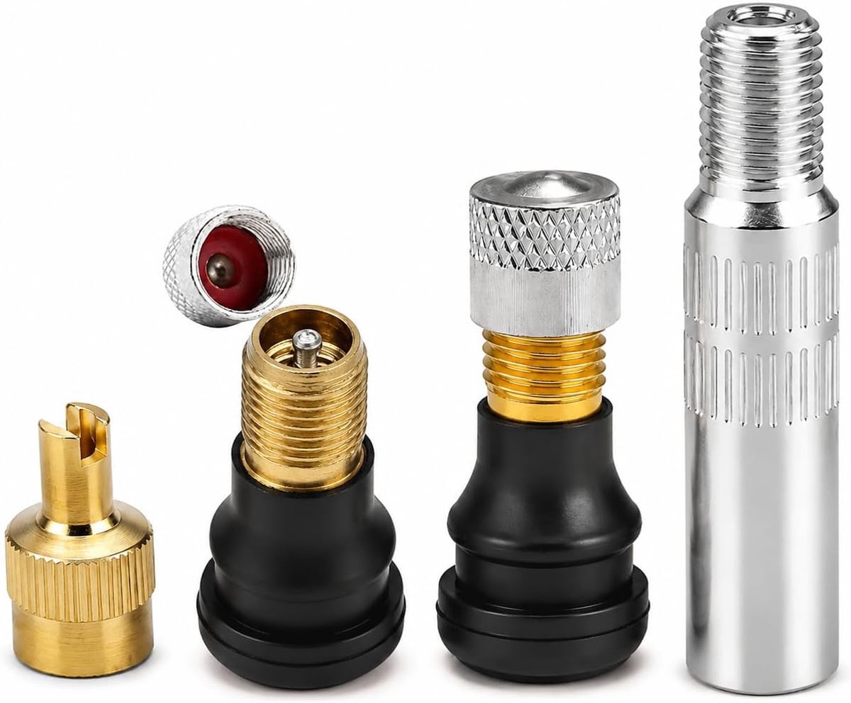 4 STK Ventielen voor Tubeless Banden Compatibel met M365, Pro, 1S, Pro2, Max G30 Elektrische Step, met 4 cm Ventieladapter voor Oppompen, Metaal en Rubber