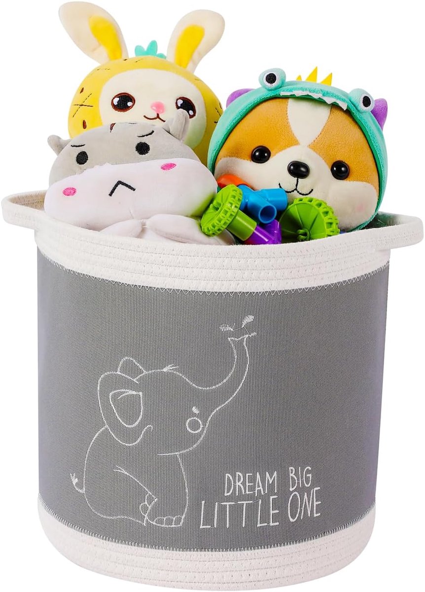 Leeuw Giraffe Olifant Geel Opbergmand Set Grijs Speelgoed Borst Set (Lijn Olifant)