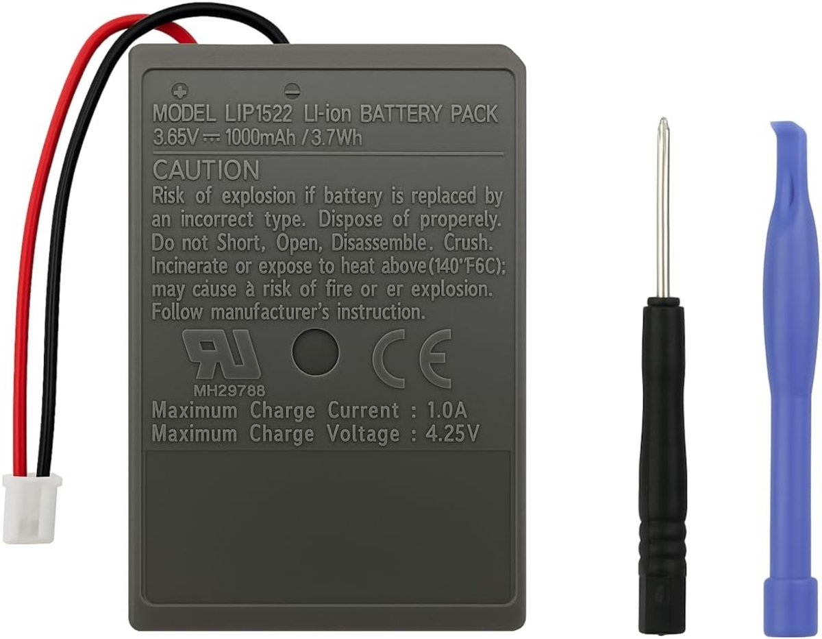 Vervangende batterij voor Sony Dualshock 4 (PS4) – capaciteit 1000 mAh – identieke kwaliteit als model LIP1522-V1 met gereedschapsset