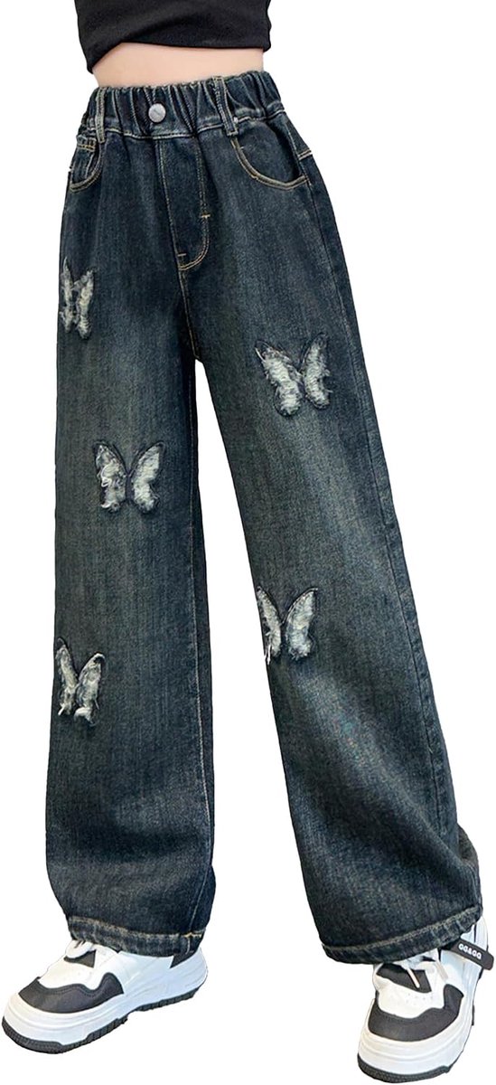 Jeans voor meisjes, rechte broek voor kinderen, Y2k jeans, hoge taille, cargobroek, 5-13 jaar