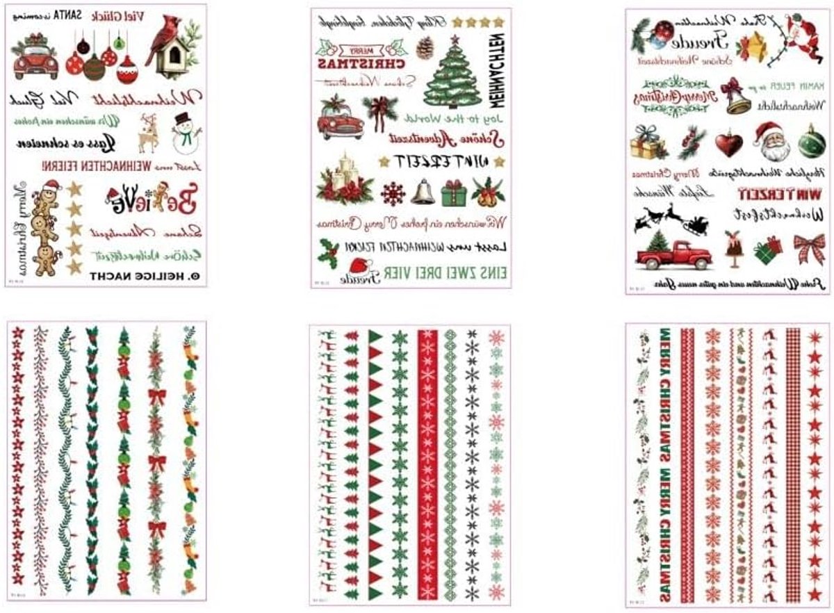 Sticker set 6 stuks water transfer decoratie voor kaarsen en mokken – DIY handwerk, cadeau-idee, verschillende patronen, eenvoudig aan te brengen