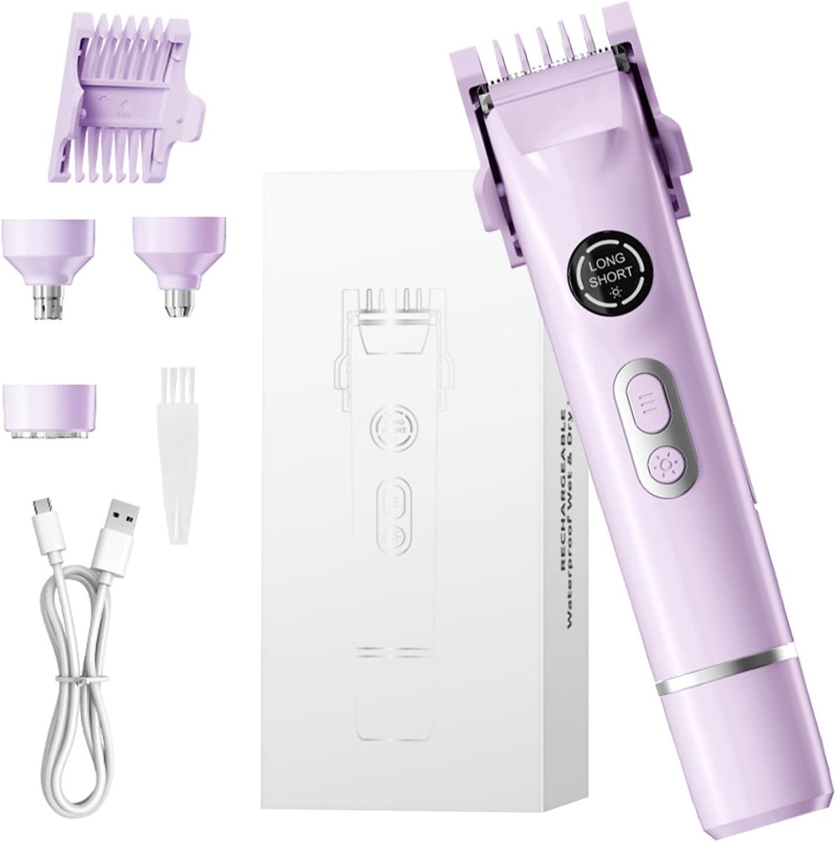 4-in-1 waterdichte elektrische bikinitrimmer en lichaamshaartrimmer & elektrisch scheerapparaat voor vrouwen - oplaadbaar scheerapparaat - IP7-gecertificeerd - compact voor op reis