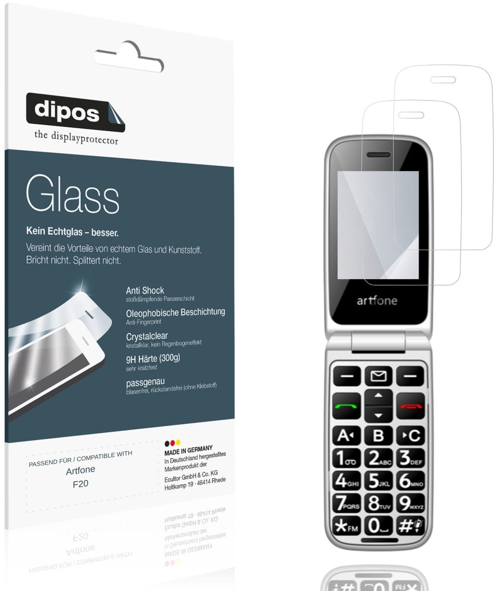 dipos – 2x Pantserfolie geschikt voor Artfone F20 | 9H Screenprotector