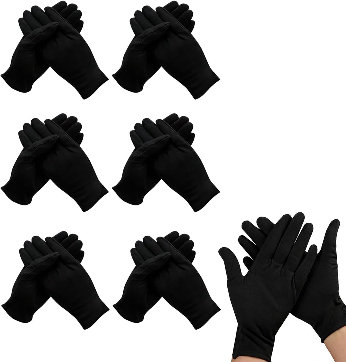 6 paar witte katoenen handschoenen, hydraterende handschoenen
