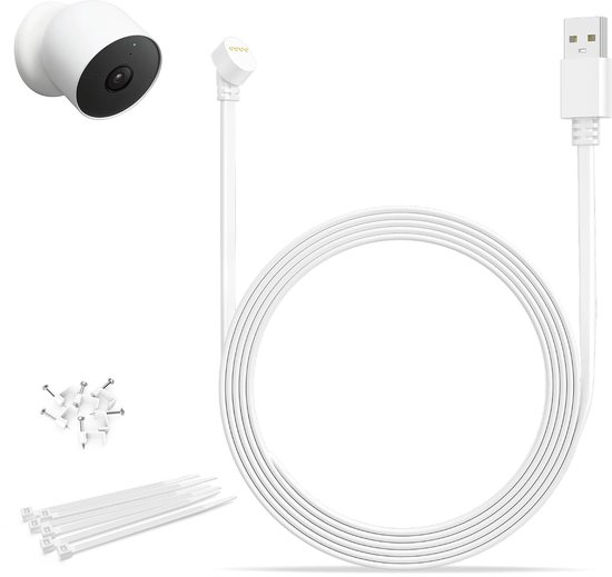 Platte Stroomkabel voor Google Nest Cam (Batterij) 2e Gen. 6M/20FT — afbeelding 2