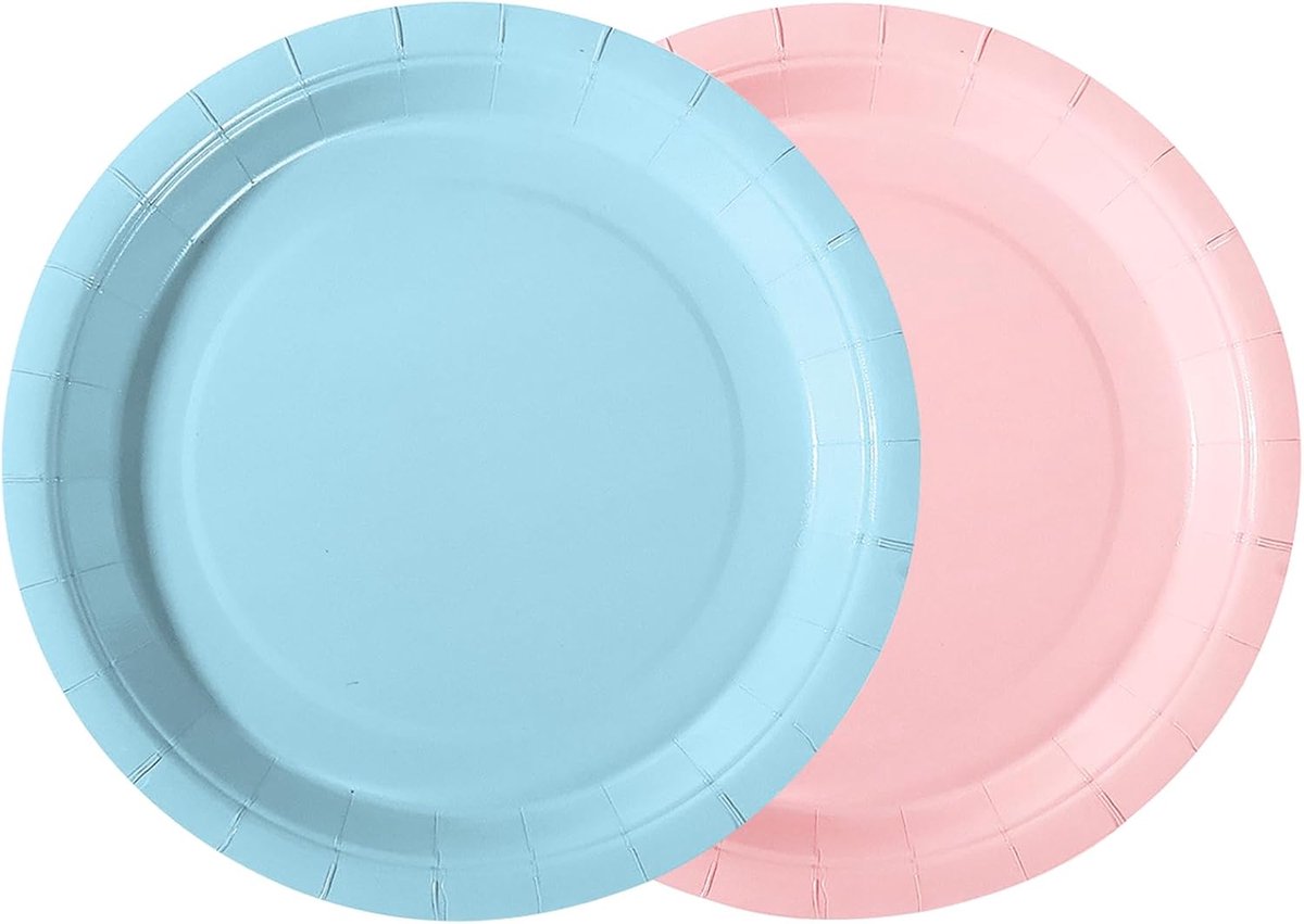 50 stuks papieren borden, feestborden, kinderverjaardag, bordenset 18 cm, feestservies, set 25 stuks Morandi roze oranje wegwerppapieren borden voor kinderverjaardag, verjaardag