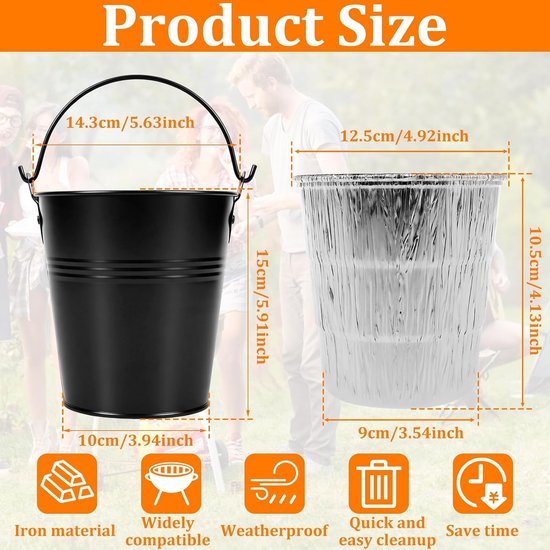 Set met 15 Tin Liners Roestbestendig Ijzer Legering Druppel Vet Blikken Liners Vervanging Druppel Vet Emmer Liners Compatibel voor Traeger 20/22/34 Serie 15x14,3cm — afbeelding 2