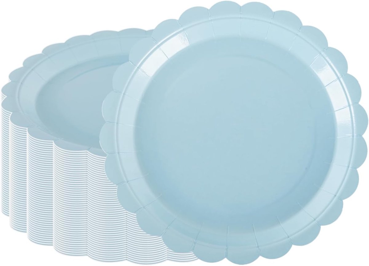 50 STKS 23 cm Baby Blauwe Papieren Platen, Heavy-Duty Party Servies voor Verjaardag, Baby Shower, Blauw Thema Party Decoraties