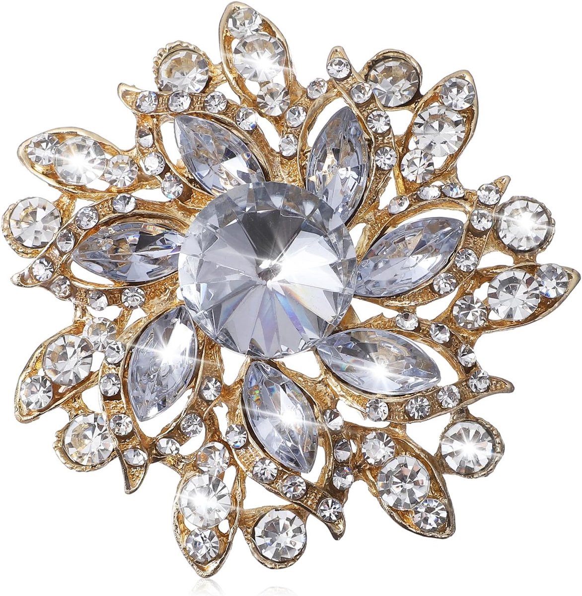 Broches voor vrouwen, kristallen strass bloem broche, vintage broches pin met gouden accenten elegante sieraden cadeau steentjes bloemen reversspeldjes voor bruiloft dating partij accessoires