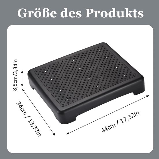 Antislip half-stap, instaphulp trapkruk, trapkruk treeplank, draagbare stapsteun traptrede, draagkracht tot 200 kg, voor gebruik op trappen en in douchecabines, zwart — afbeelding 2