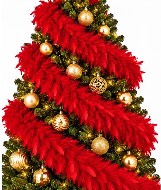 Boa kerstslingers - 3x st - bordeaux rood - 180 cm - kerstversiering slingers Kwaliteit: 50 gram