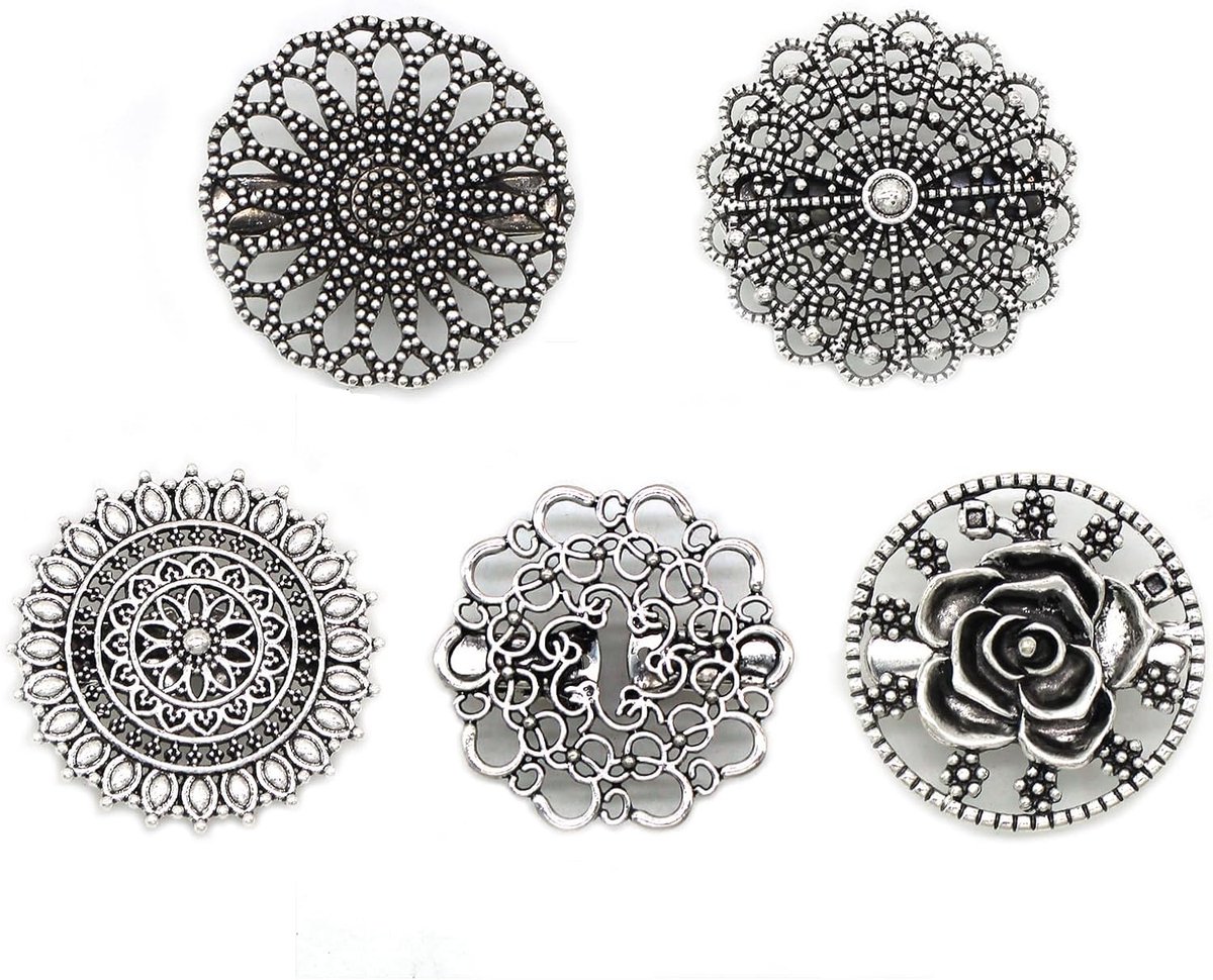 5 stuks vintage vestclips, pullover clips, sjaalclip hemdnaalden zilver, gebreide jasclip retro voor sjaal clips, broches, sieraden voor kleding, vrouwen en meisjes, S