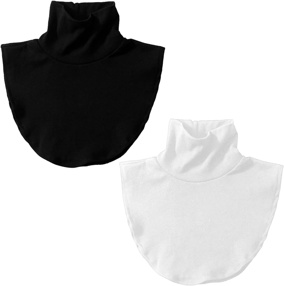 2 stuks colsjaal voor dames, zonnebescherming, warme kraag, gelaagde en schildpadkraag, nepkraag, eendelige inzetstuk, zwart en wit, 20
