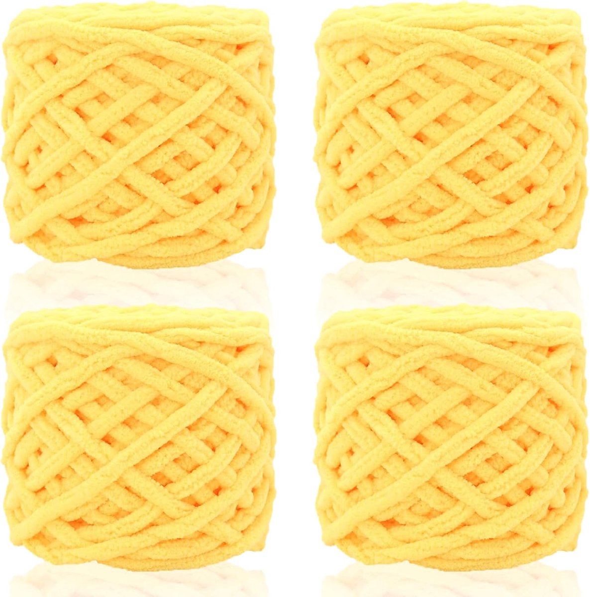 95gx4 grof garen om te haken en breien, 7 mm / 0.27in dik chenille-garen, pluizig grof wol voor gehaakte deken, pop, tas, hoed, kussen, kattenbed (geel)