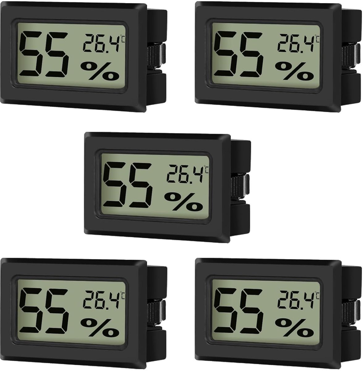 Digitale Hygrometer Thermometer, 5-Pack Temperatuur en Vochtigheidsmeter, Mini Hygrometer voor Binnenruimte Kas