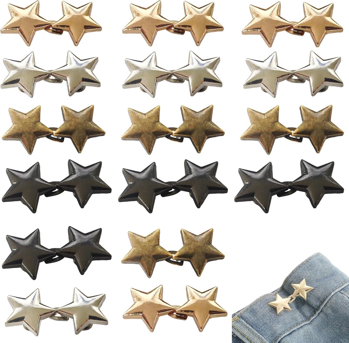 Knopen, verstelbare broekband, nauwere oplossing, voor jeans, broeken, rokken, broeken, broeken, clipset met waistknopen, herbruikbare tailleclipknopen