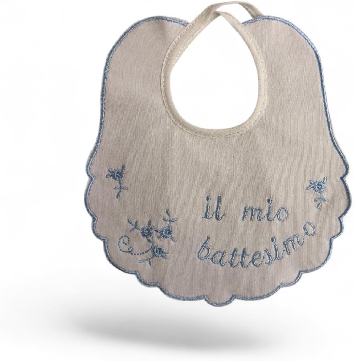 Mijn Doop geborduurd, 100% katoen, handgemaakt, gemaakt in Italië, Bavetta, Lichtblauw, One size