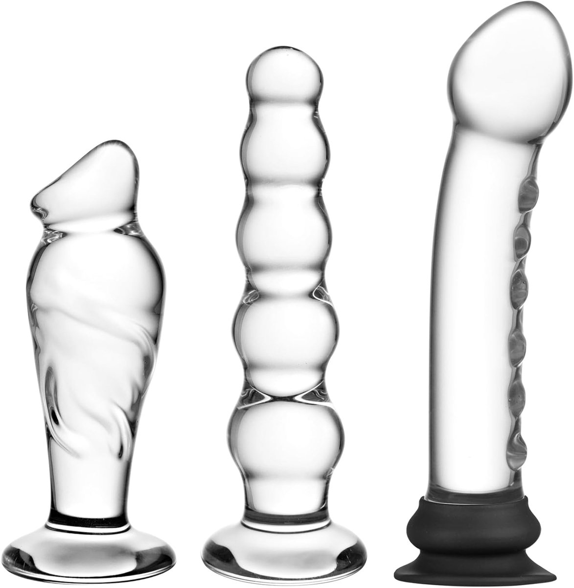 Realistische glazen dildoset met zuignap,anale kralen,extra dikke anaalplug, slanke schattige minidildo,verwijderbare siliconen zuignap,voor beginners en gevorderden,anale en G-spotstimulatie