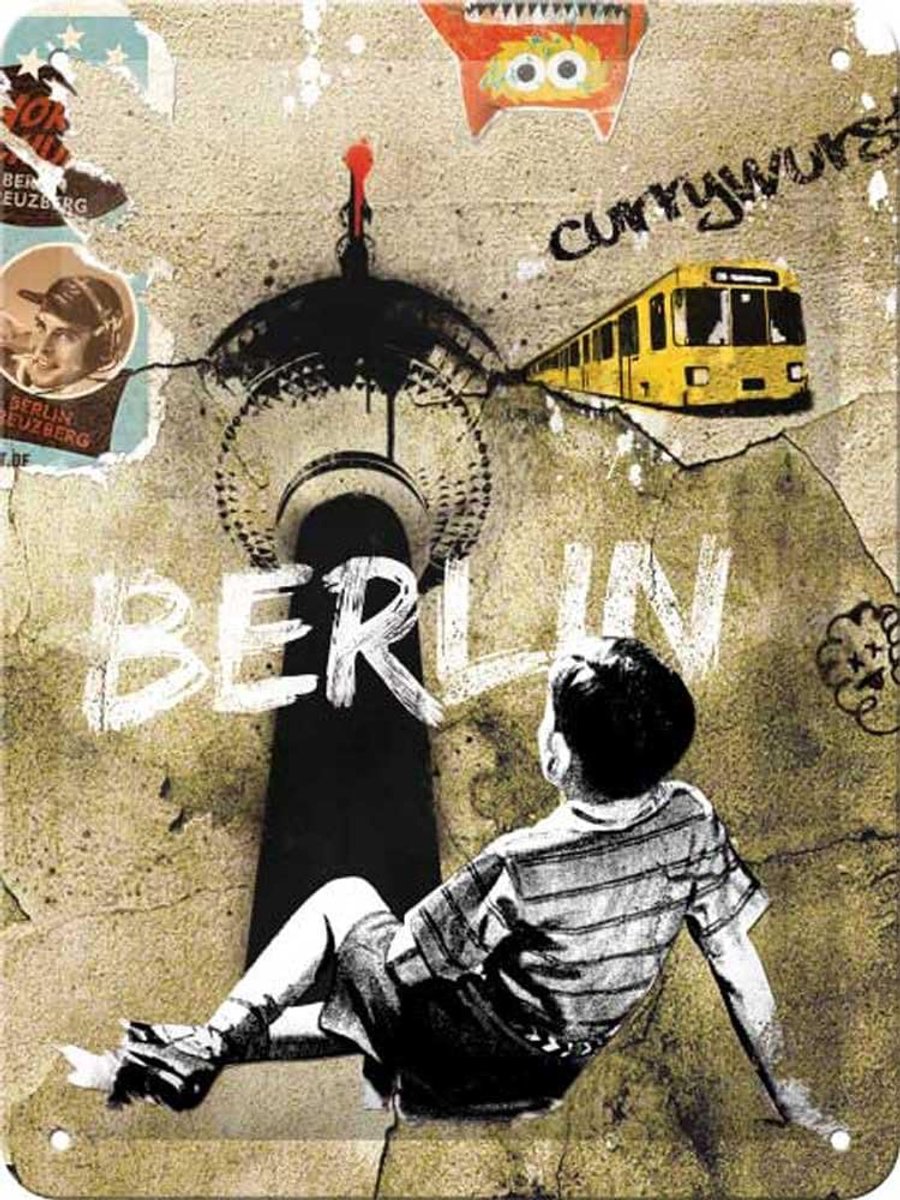 Retro Tin Sign Berlin Street Art – Souvenir Gift idea, Metal Plaque, Vintage Design for Wall Decoration, 15 x 20 cm
