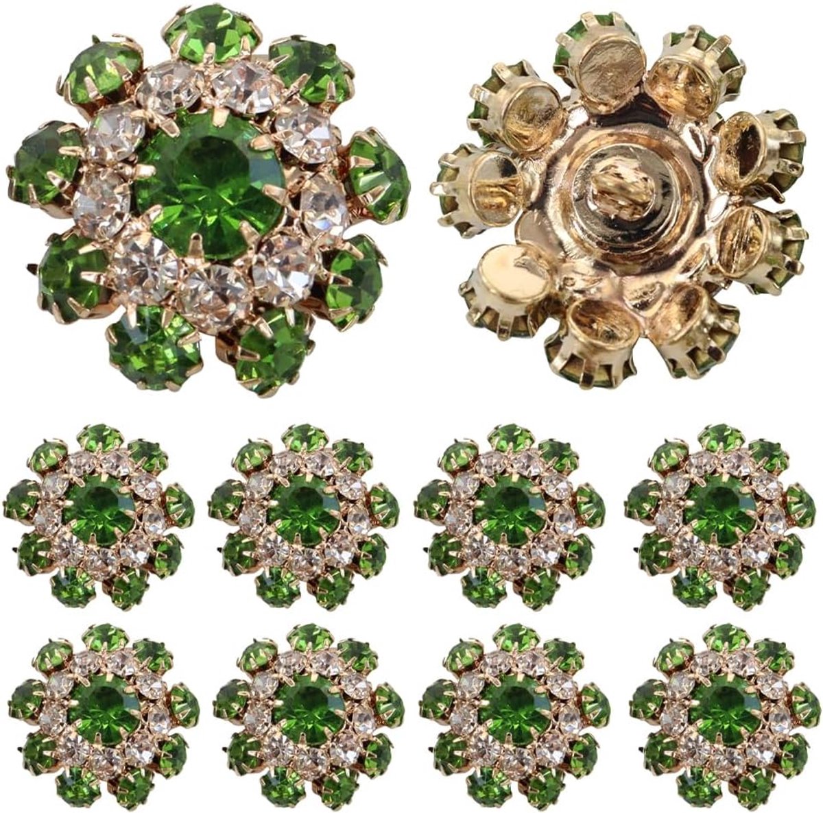 Gold Tone Paddestoel Knop Diamond Shank Button Coat Versier Naaibenodigdheden voor DIY Garment 5 stuks Groen