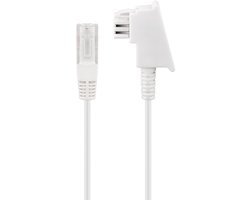 Goobay TAE-F kabel voor DSL/VDSL, koperen geleider, TAE-F-stekker naar RJ45-stekker (8P2C), 10 m, wit, internetkabel