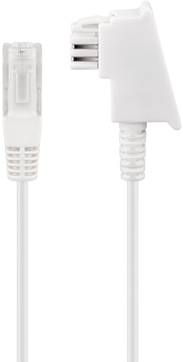 Goobay TAE-F kabel voor DSL/VDSL, koperen geleider (CU), TAE-F-stekker > RJ45-stekker (8P2C)