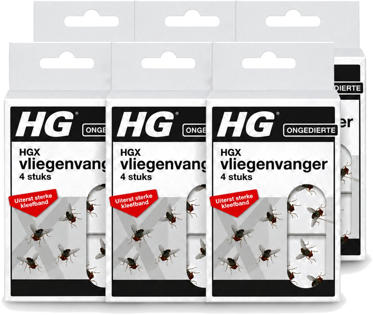 6 x HG X - Vliegenvanger - Uiterst Sterke Kleefband - 4 Vliegenvangers - Voordeelverpakking - 6 stuks