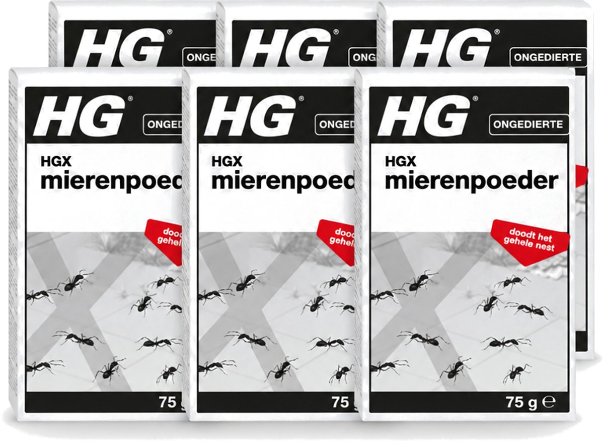 6 x HG X - Ongedierte - Mierenpoeder - Doodt Het Gehele Nest - 75 g - Voordeelverpakking - 6 stuks