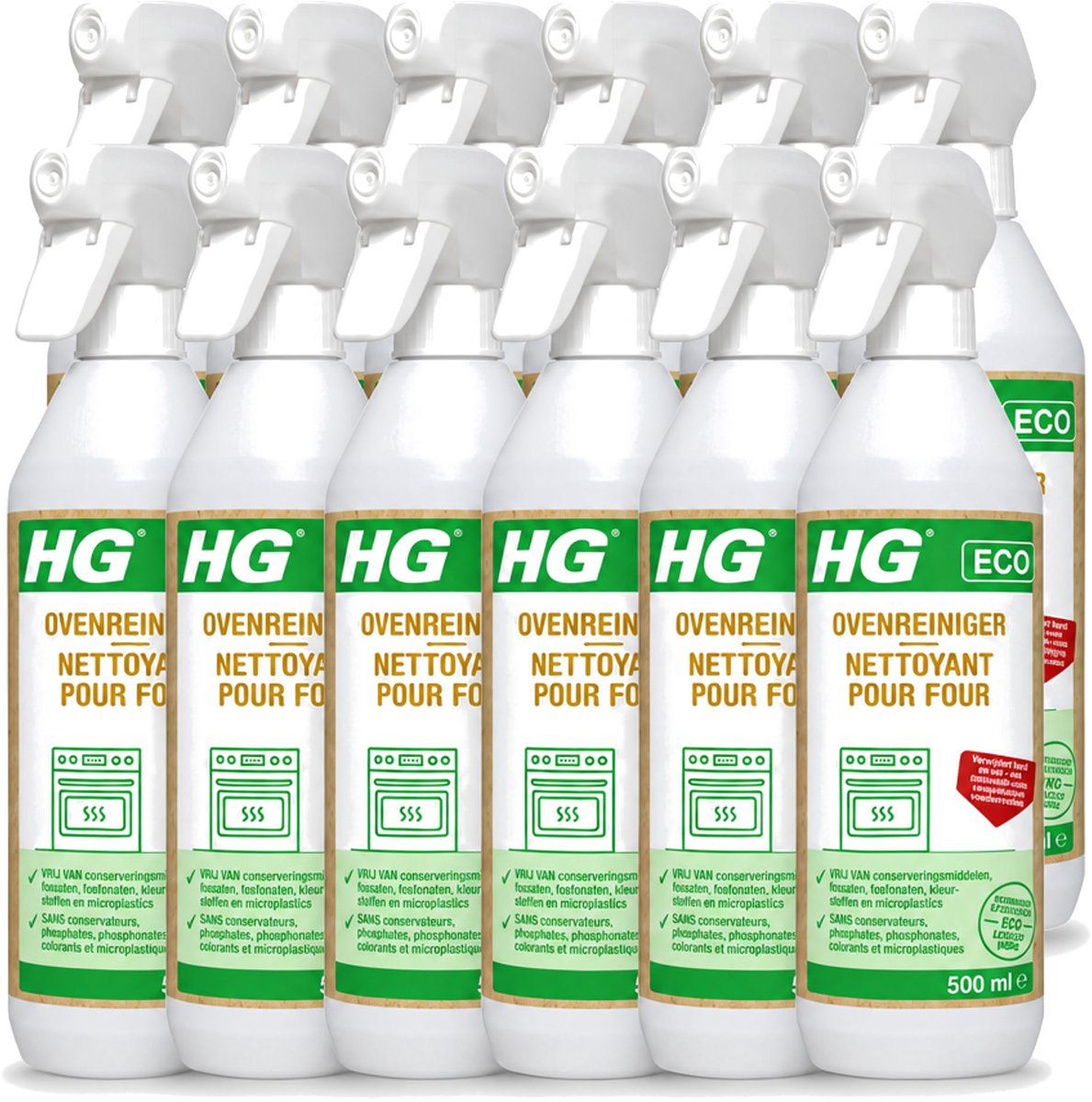 12 x HG ECO - Ovenreiniger - Verwijdert Snel & Effectief - Duurzaam & Ecologisch - 500 ml - Voordeelverpakking - 12 stuks