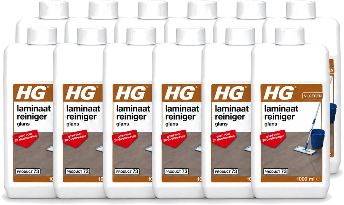 12 x HG - Laminaat, Vinyl & PVC Reiniger Glans - Concentraat - Frisse Geur - 20 Dweilbeurten - 1L - Voordeelverpakking - 12 stuks