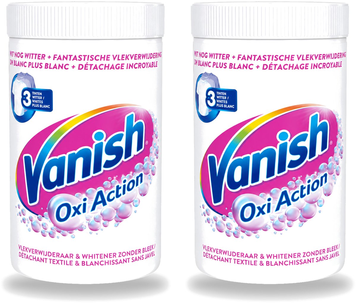 2 x Vanish Oxi Action - Vlekkenverwijderaar Poeder - Zonder Bleek - Witte Was - 1.5 Kg - Voordeelverpakking - 2 stuks