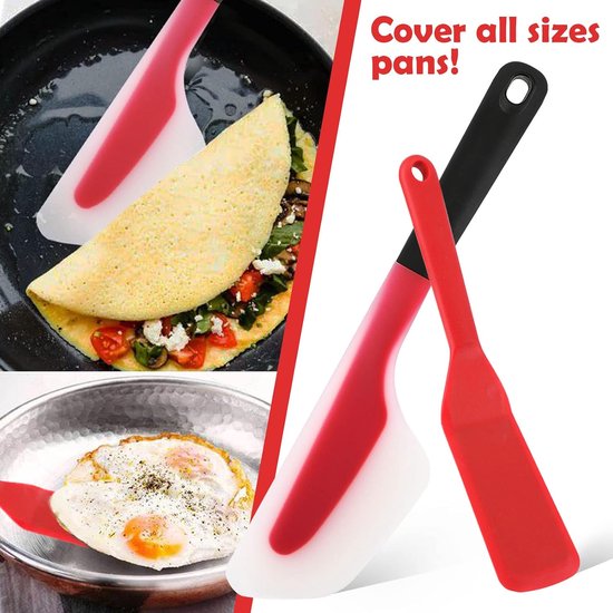 Omelet Spatel Siliconen Crêpe Spatel 2 Stuks Niet Stick Omelet Turner Mini Spatel voor Koken Crêpe Ei Pizza Pannenkoek — afbeelding 5