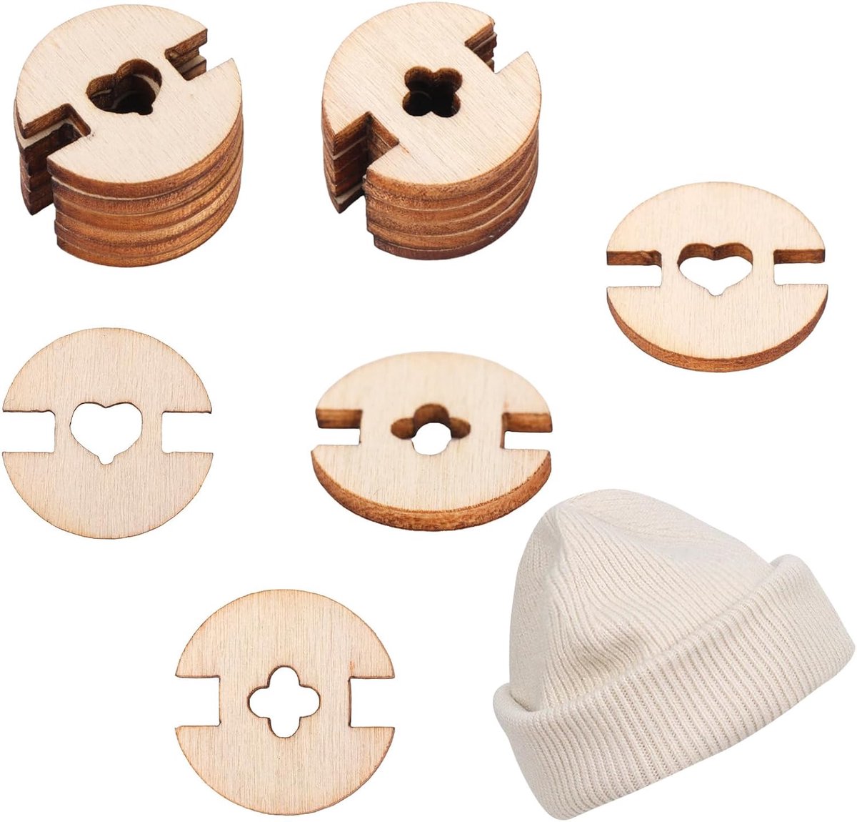 Knopen voor Mutsen, 2 Stijlen Houten Ambachtelijke Knopen Handgemaakte Kleding Naaiaccessoires voor Breien van Hoeden en Handwerkdecoratie(Houtkleur)