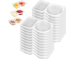 20 stuks twee-vaks stapelbare kleine snackboxen met deksel, voedselveilige herbruikbare plastic snackdoos, magnetron- en vaatwasserbestendig, lunchables voor sauzen, spread, fruit, noten en desserts