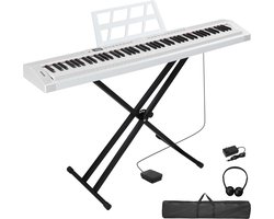Digitale piano- 88 toetsen - MIDI en Bluetooth - draagtas - wit+zwart