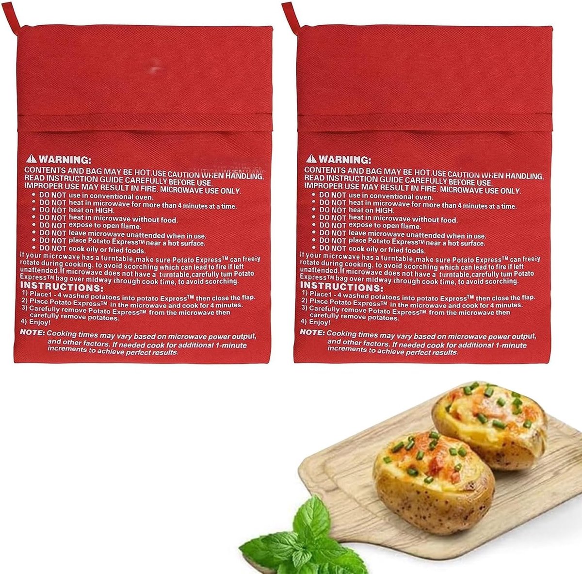 Microwave Potato Bag, 2 Pieces Reusable Bags for Microwave Potatoes, Cooking Potatoes, Bag for Oven Potatoes - ShopVlot