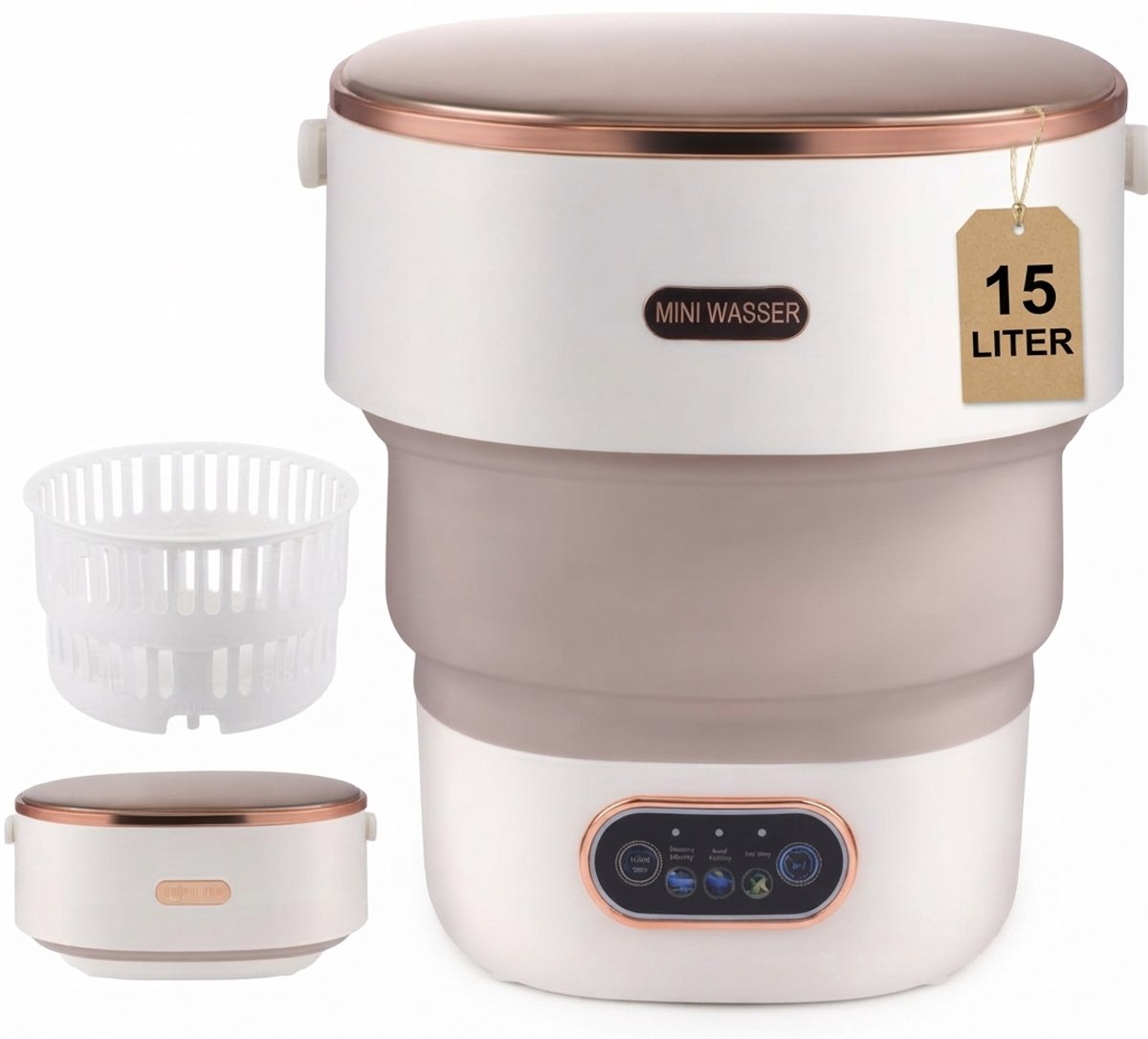 Popalino - 15L Camping Wasmachine - Opvouwbare - Mini - Met Centrifuge - Wasmachine-emmer - Reinigingsmachine - Reiswasmachine