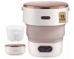 Popalino - 15L Camping Wasmachine - Opvouwbare - Mini - Met Centrifuge - Wasmachine-emmer - Reinigingsmachine - Reiswasmachine