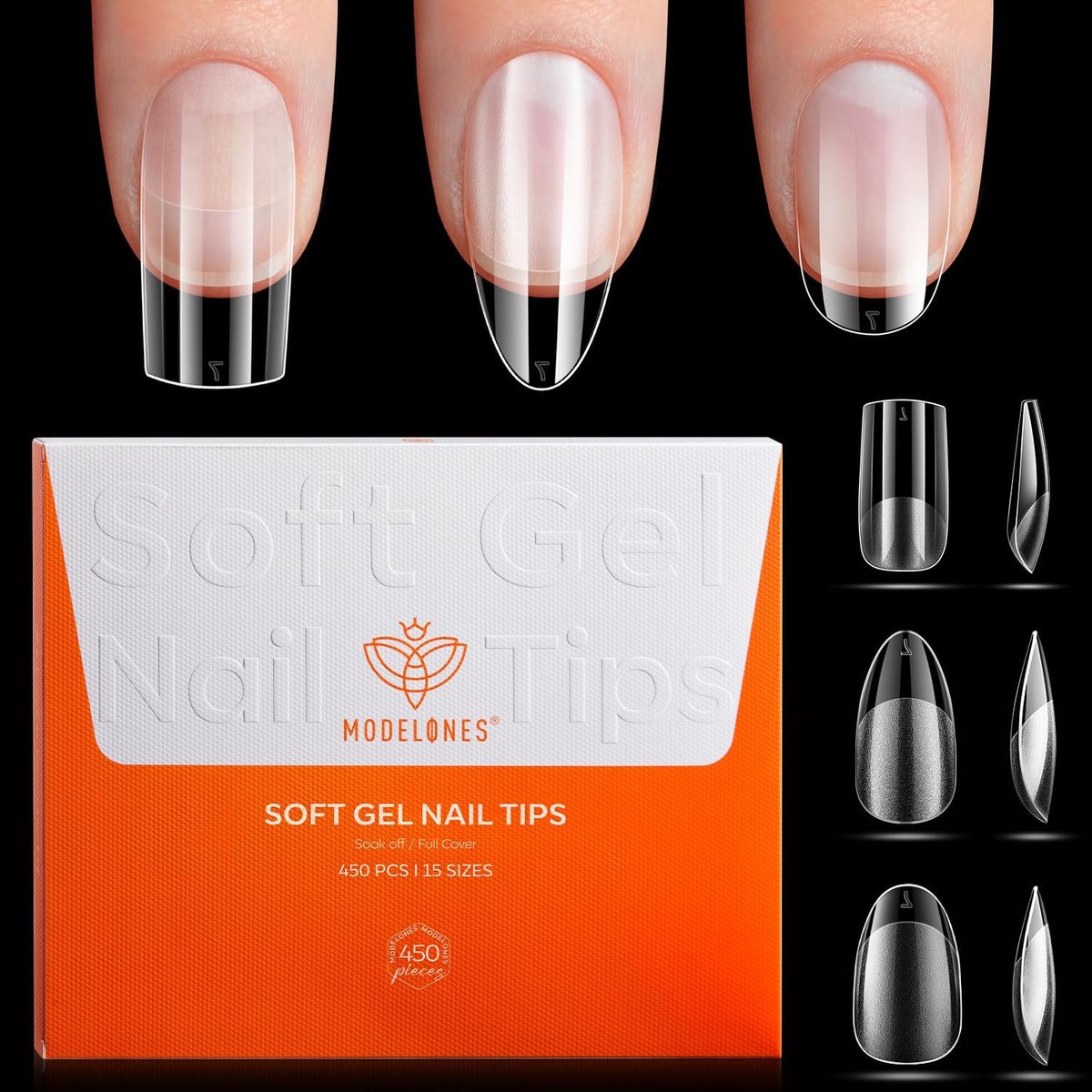 Nageltips 450 Stuks - Volledige Dekking - Zachte Gel Tips - Diverse Vormen voor Nail Art - ShopVlot