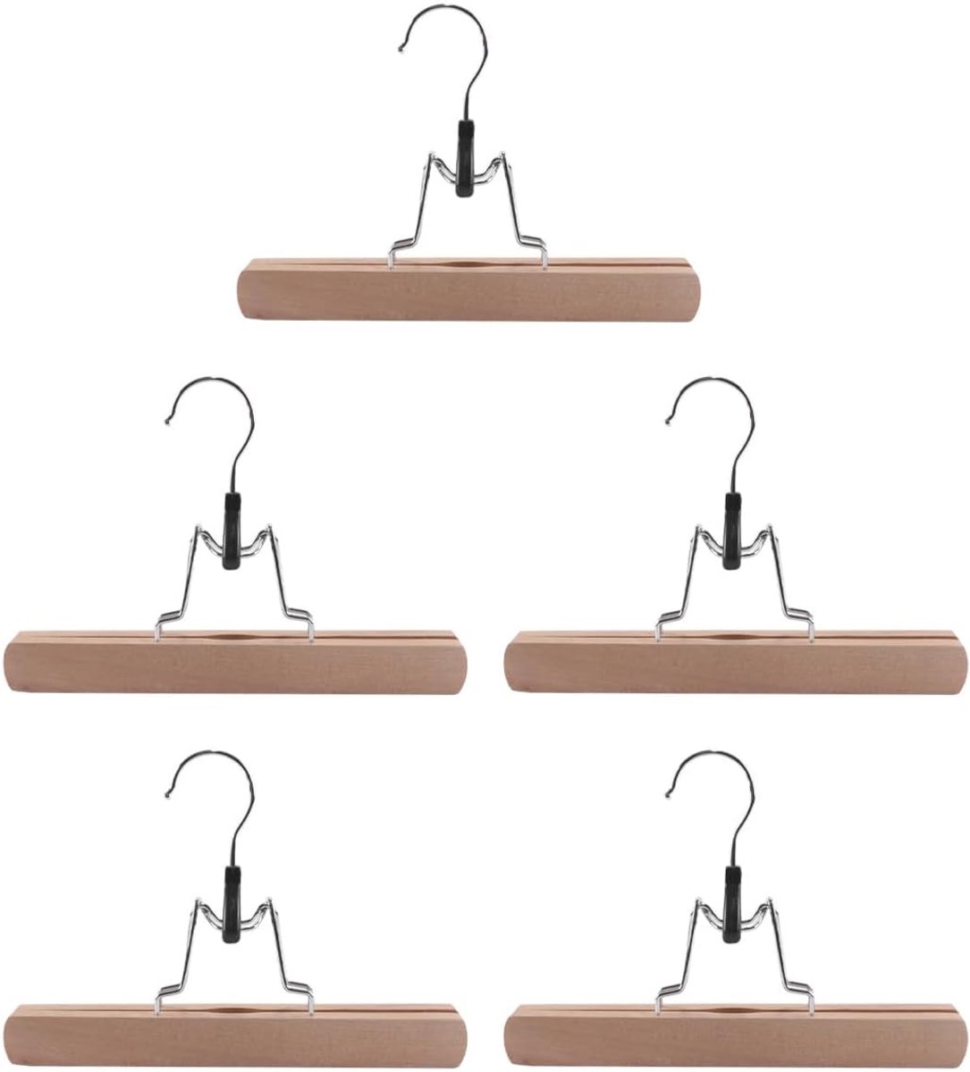 Houten rokkenhangers 25 cm - massief hout met klemmen - antislip voor optimale grip - ideaal voor broeken - ShopVlot