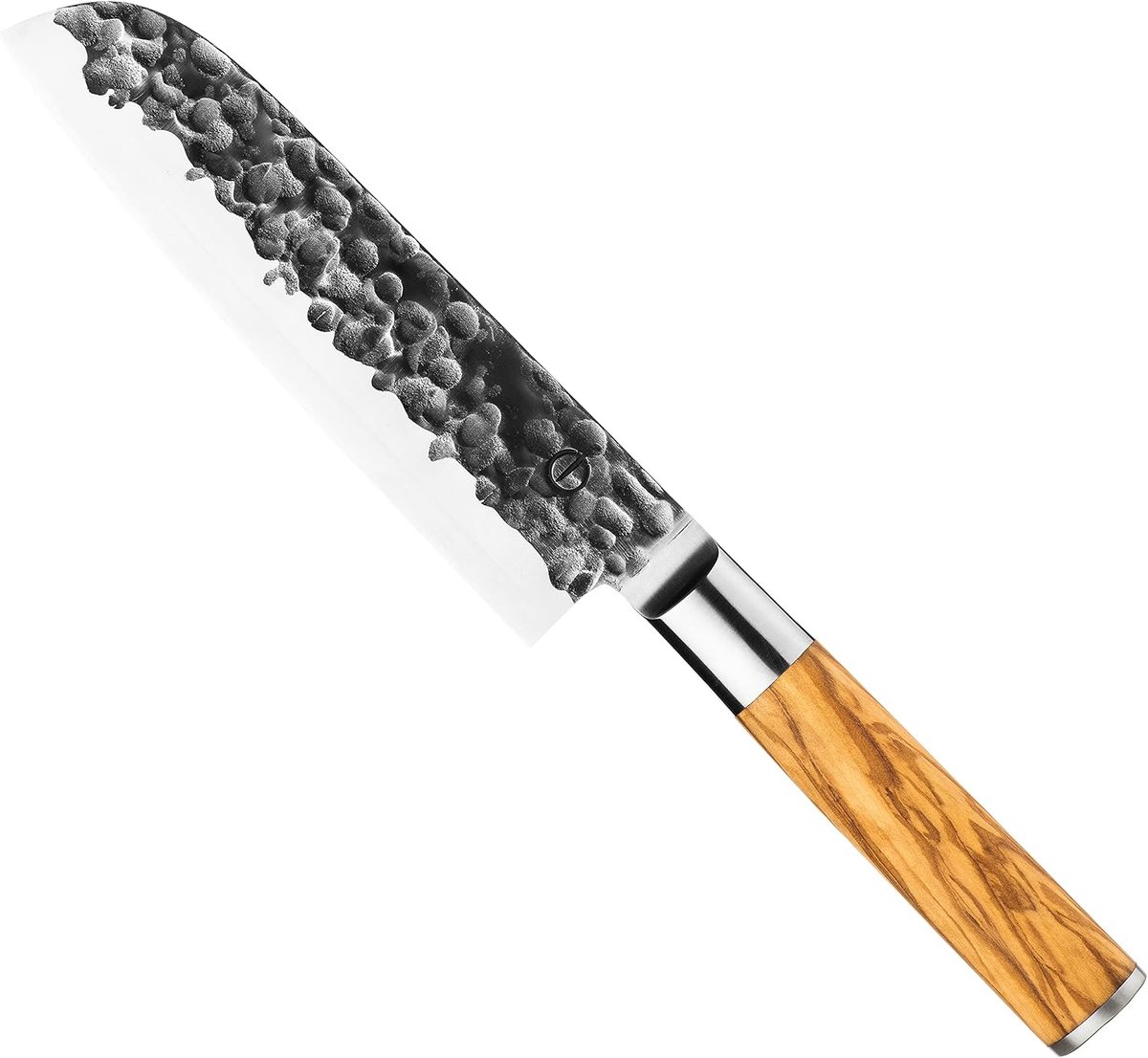 SnelShoppen - Santoku Kookmes 18 cm - Handgesmeed Japanse RVS - Olijfhouten Handvat - Perfect voor Keuken en Koken - Luxe Cadeau in Houten Doos