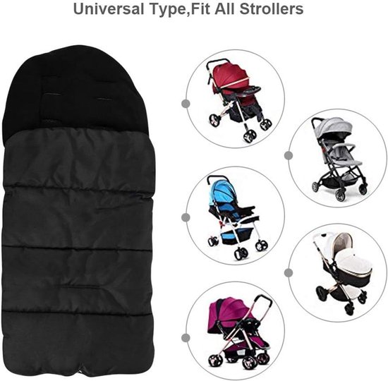 1 Stuk - Slaapzak/voetenzak voor kinderwagen - Universele wintervoetenzak - Zachte, waterdichte voetenzak voor baby's - Warm & winddicht - Zwart — afbeelding 5