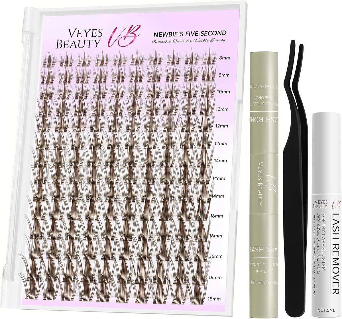 VEYESBEAUTY Brown Individual Kit Eyelashes Cluster Eyelashes Manga 8-18mm - ShopVlot