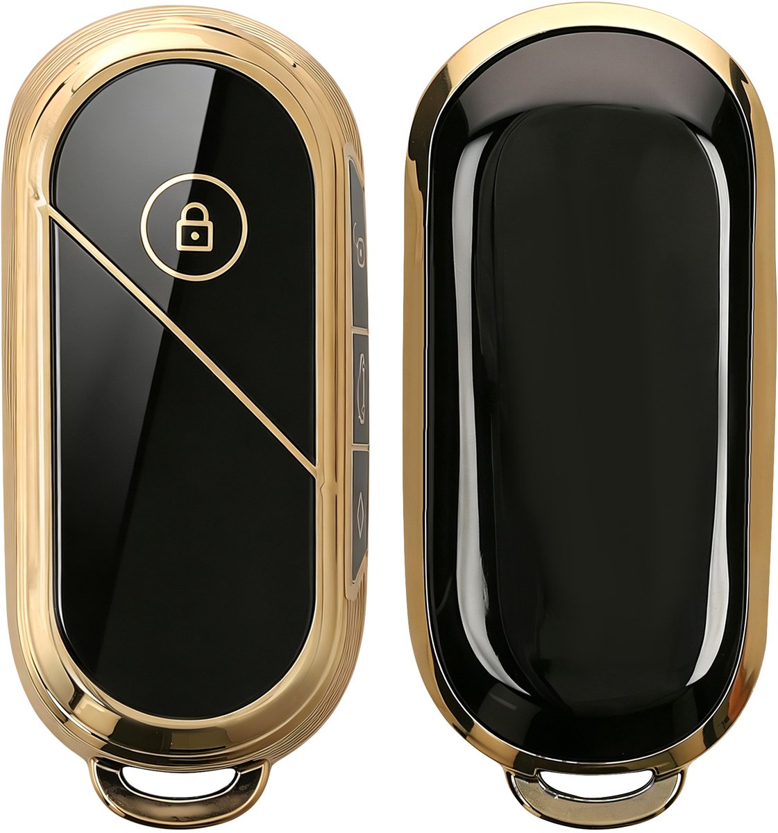 kwmobile autosleutel hoesje geschikt voor BMW Mini Cooper U25 J01 J05 F65 F66 2024-2026 hoes - TPU autosleutel behuizing - Beschermende auto sleutel case - Sleuteletui in goud / zwart