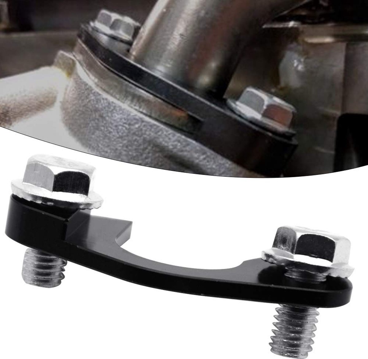 Aluminium oliepomp aanzuigleiding, gesmede motoroliepomp aanzuigleidingbeugel met schroeven, Geschikt voor LS-serie motoren van 1997-2014 (zwart + zilver).