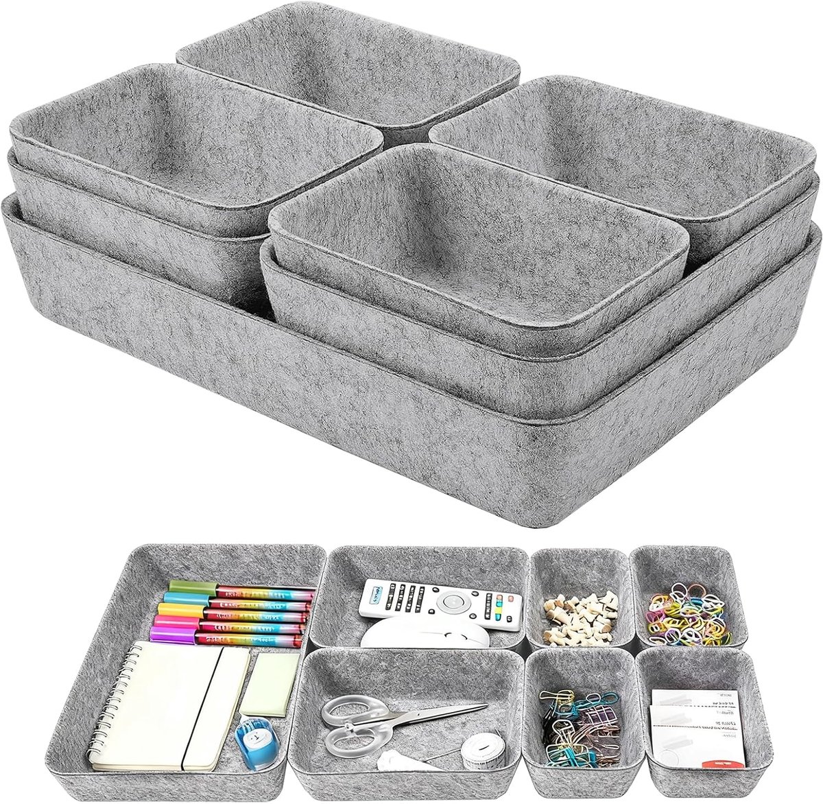 7 stuks lade-organizer, lade-organizer, organizer van vilt voor kantoor, slaapkamer, badkamer, kast, tafelkleed