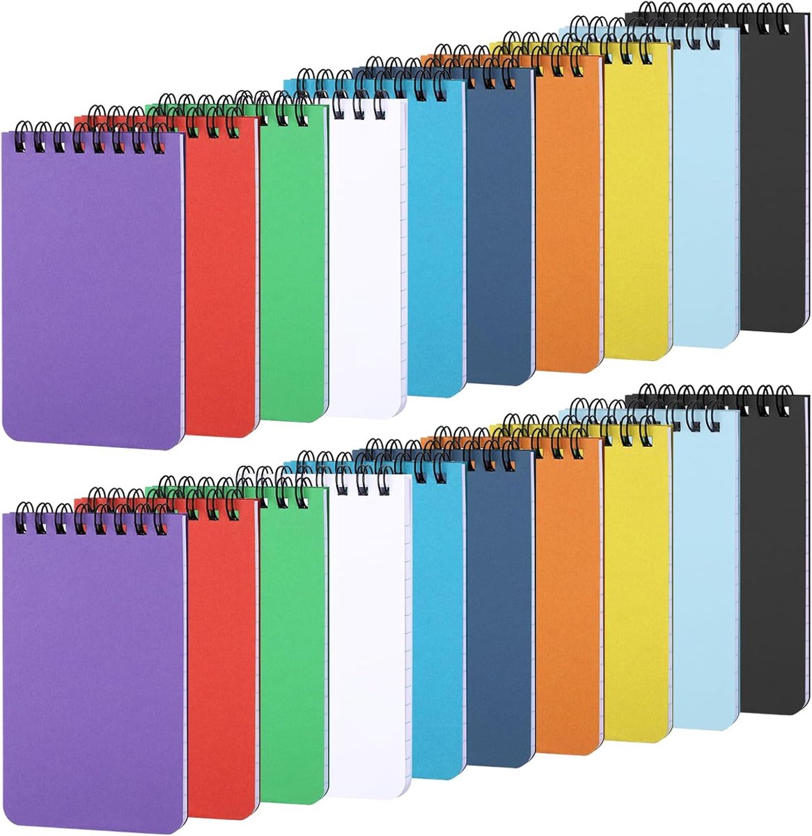 SnelShoppen - 20 Stuks A7 Notitieblokjes Kleurig, Mini Spiral Notepads Lined, 10 Kleuren, Perfect voor School en Kantoor, 50 Bladen per Notepad