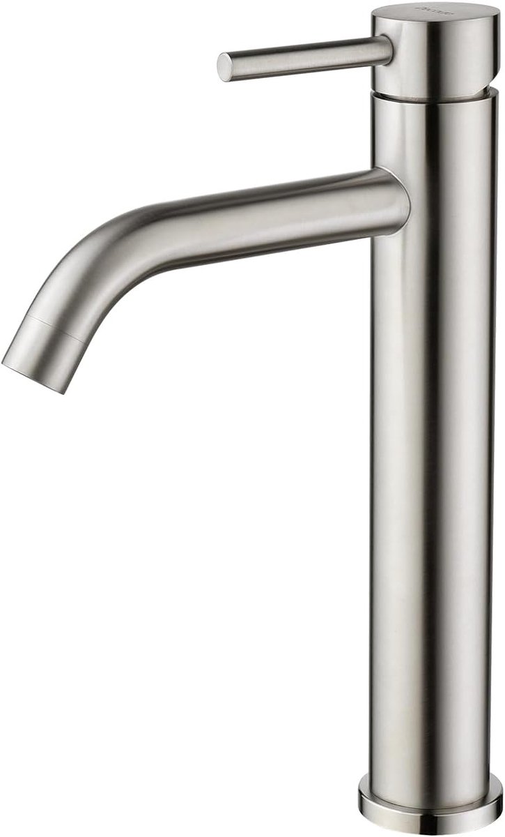 SnelShoppen - Hoogwaardige Badkamer Waterkraan - Enkelhendel Mengkraan - RVS - 190mm Spout Hoogte - Voor Top-Montage Wastafel - Duurzaam en Gezond - K